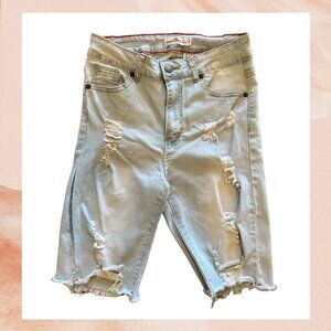 Vince Blue Co. Light Wash Distressed Bermuda Shorts
